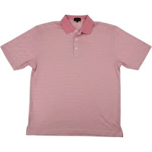 Nick Price Polo Shirt Mens Large Pink Striped Short Sleeve Golf Classic Athletic